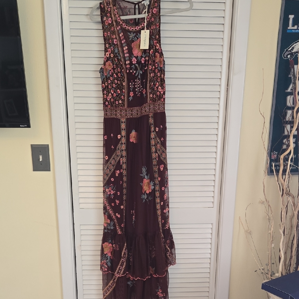 Sundance Burgundy Floral Maxi Dress